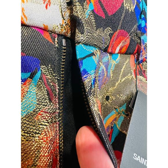 YVES SAINT LAURENT NEW Multicolor Floral Silk Blend Mini Shorts size FR 38 US M - Picture 5 of 16